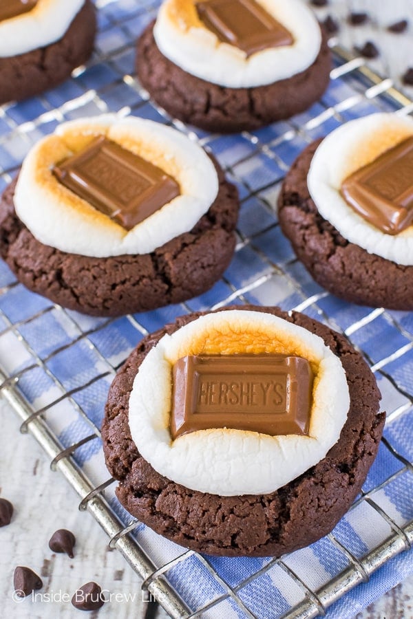 Easy Chocolate Marshmallow Cookies - gooey marshmallows and chocolate make these cookies disappear in a hurry. Great recipe for picnics!