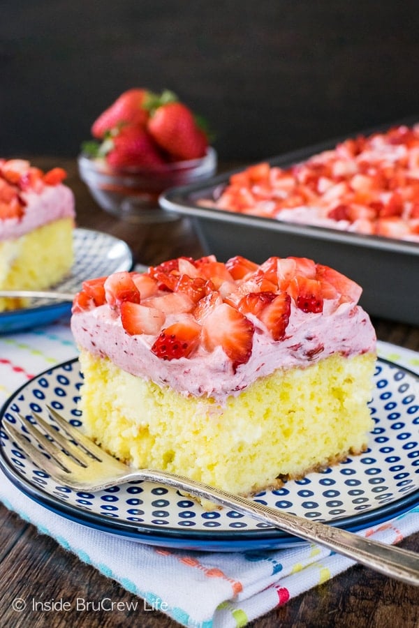 Lemon Strawberry Poke Cake