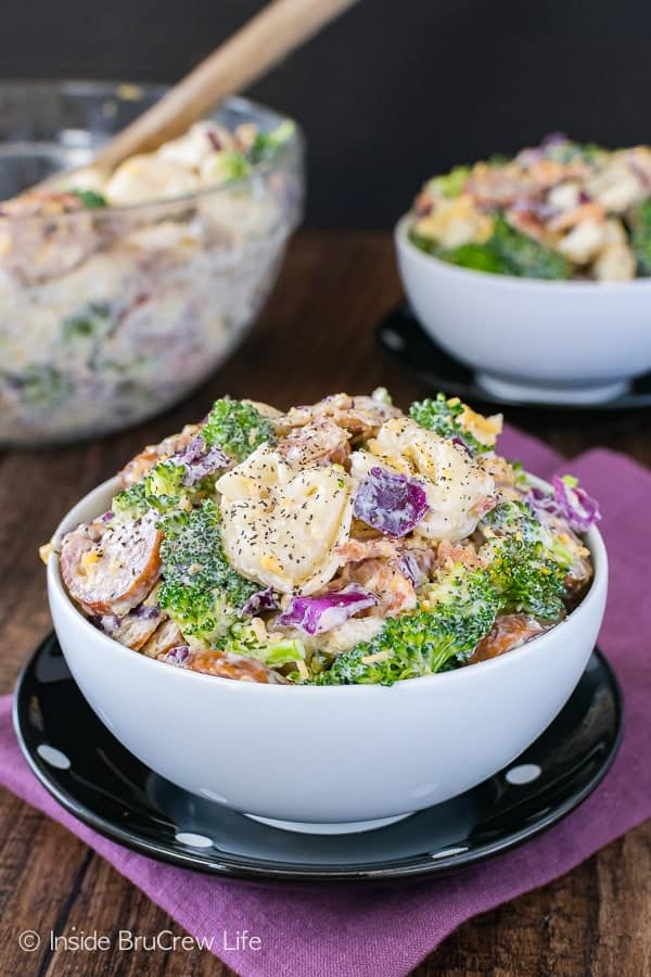 Bacon Broccoli Tortellini Salad - meats, veggies, and cheese filled pasta makes an incredible pasta salad for summer picnics!