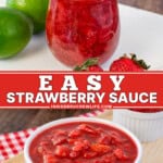 Pinterest image for easy strawberry sauce.