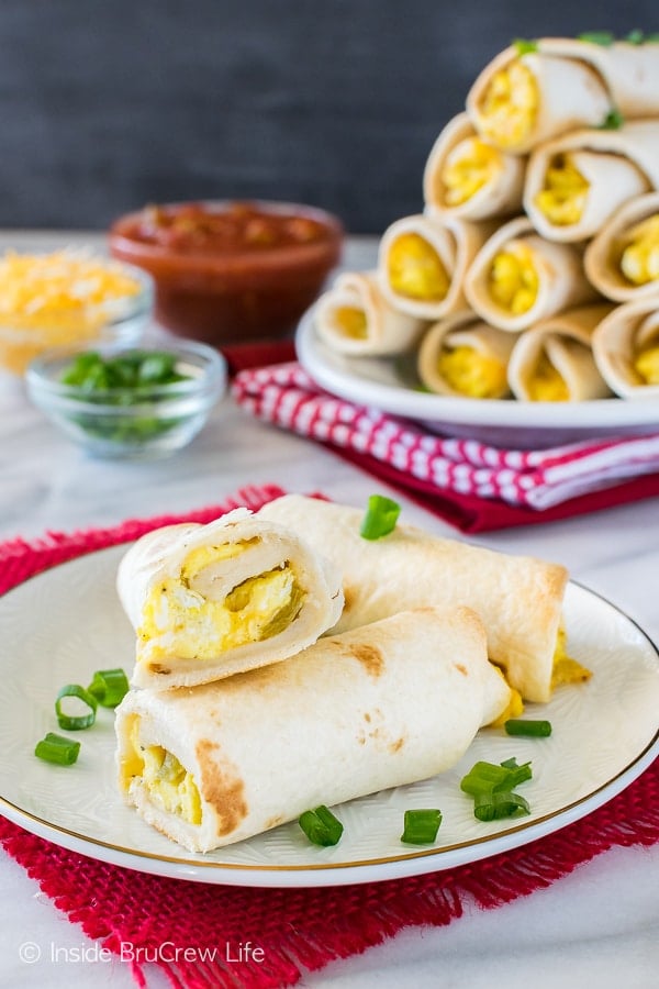 Green Chile Egg Taquitos - cheese, eggs, and green chiles rolled in a tortilla makes a great easy breakfast recipe.