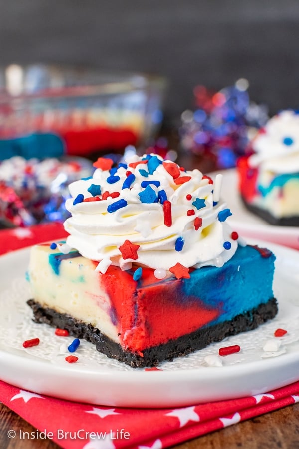 Red, White and Blue Cheesecake Bars