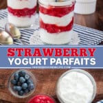 Pinterest image for strawberry yogurt parfaits.