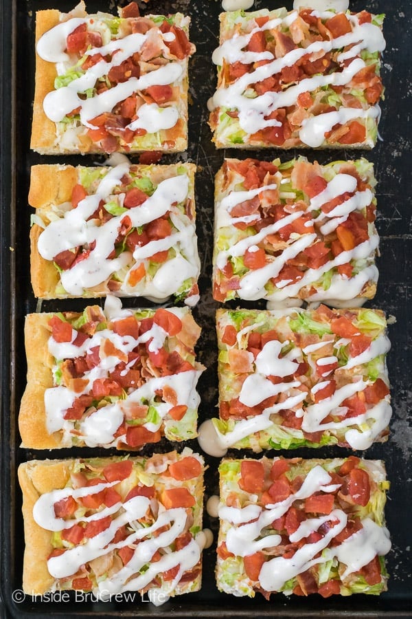 Chicken BLT Ranch Pizza - your favorite summer sandwich in a cold pizza makes a delicious dinner or appetizer!