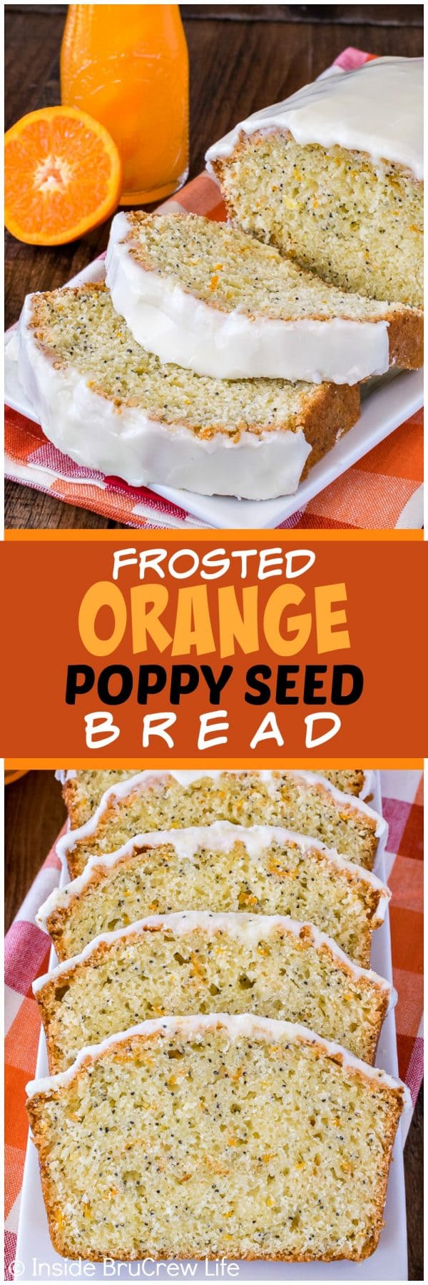 Frosted Orange Poppy Seed Bread - sweet orange frosting and poppy seeds add a fun twist to these sweet bread! Great recipe for a summer breakfast!