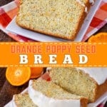 Pinterest image for orange poppy seed bread.