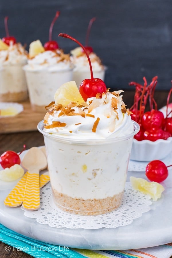 No Bake Pina Colada Cheesecake Parfaits - Inside BruCrew Life