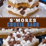 Pinterest image for s'mores cookie bars.