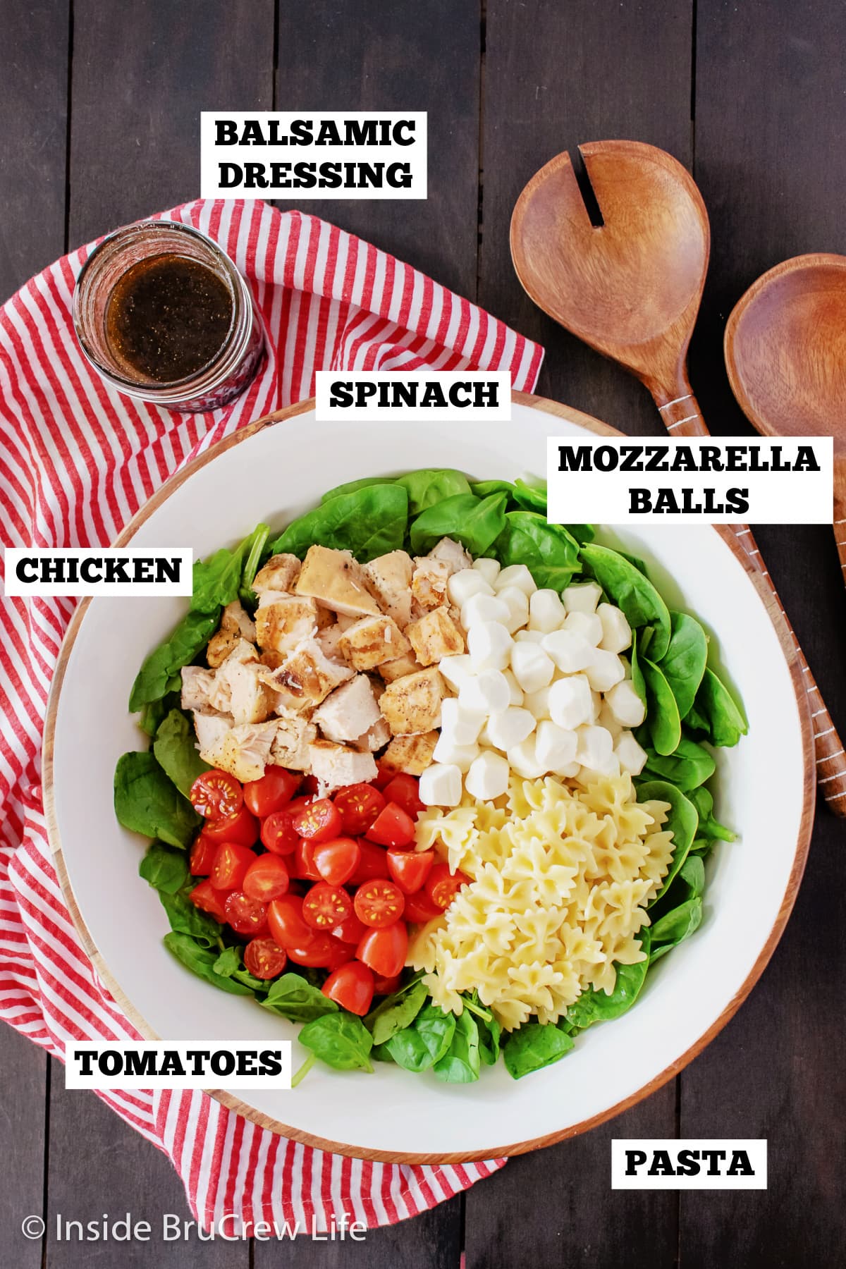 Ingredients needed to make a caprese salad.