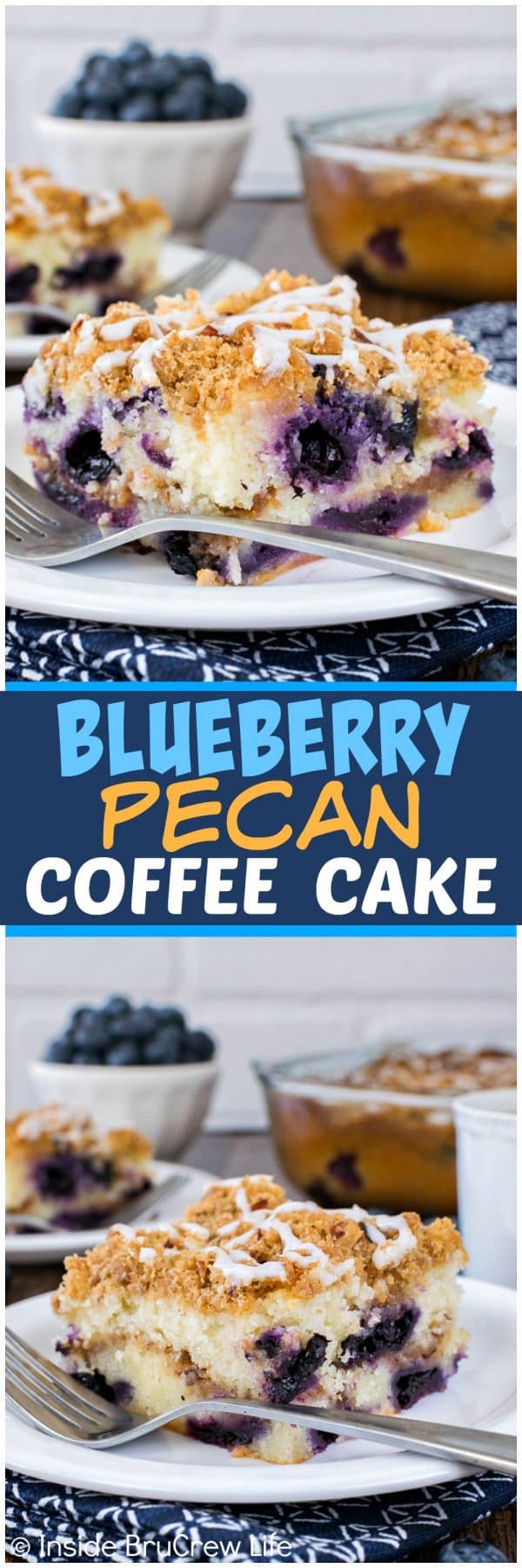 Blueberry Pecan Coffee Cake - this easy sweet cake is loaded with fresh berries and cinnamon sugar! Awesome recipe for breakfast or brunch!