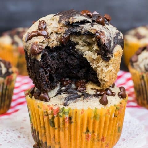 Chocolate Banana Marble Muffins