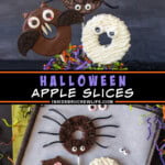 Two pictures of monster apple slices collaged with a black text box.