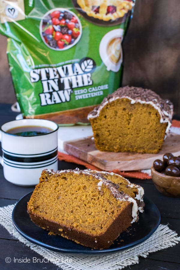 Pumpkin Spice Latte Bread - this sweet bread is made with Stevia In the Raw. It's the perfect pumpkin bread recipe for fall.