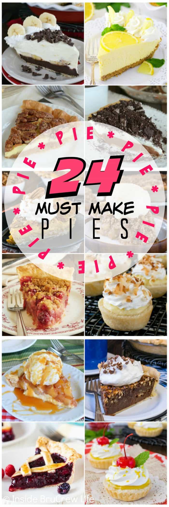 Collage of 12 pie pictures.