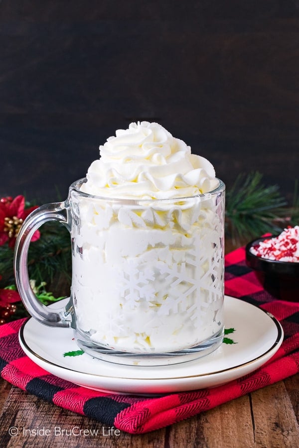 Peppermint Whipped Cream - this creamy and fluffy peppermint topping adds so much to Christmas recipes!