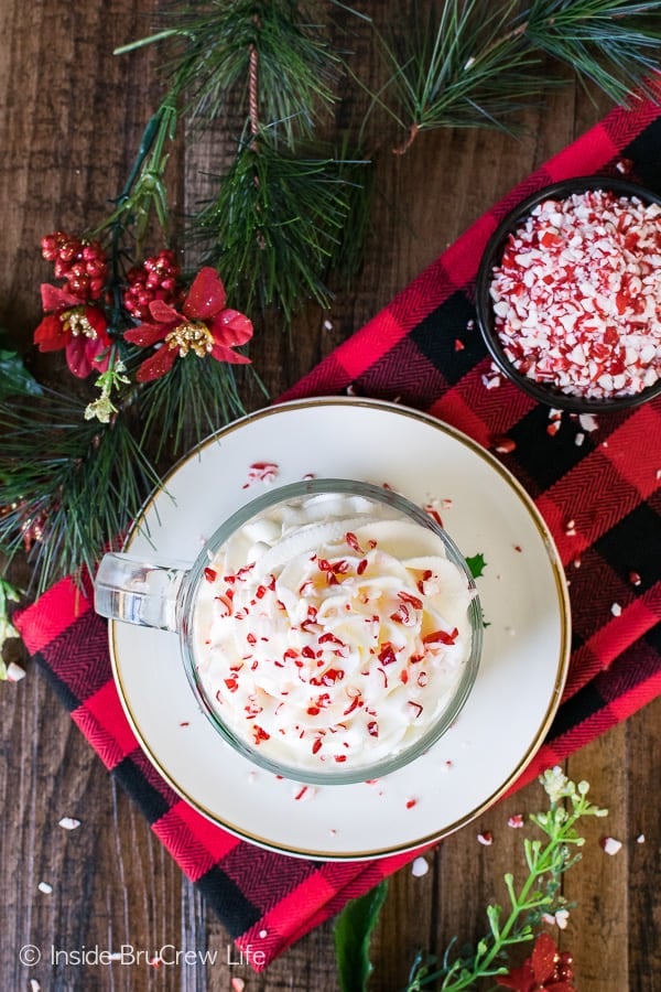 Peppermint Whipped Cream - this creamy peppermint topping is great for topping most holiday desserts. Great Christmas recipe!