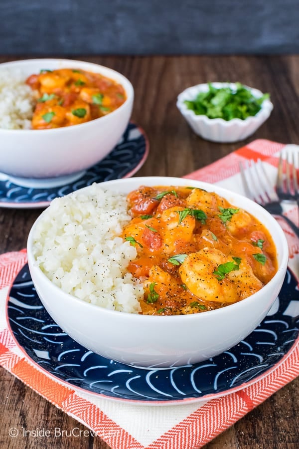 Coconut Curry Shrimp - this easy skillet dinner is loaded with veggies and flavor. Great healthy recipe to make in under 30 minutes.