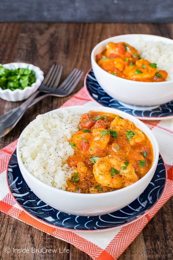 Coconut Curry Shrimp - an easy veggie curry sauce with coconut milk and shrimp makes a delicious and healthy dinner. Perfect recipe for busy nights.