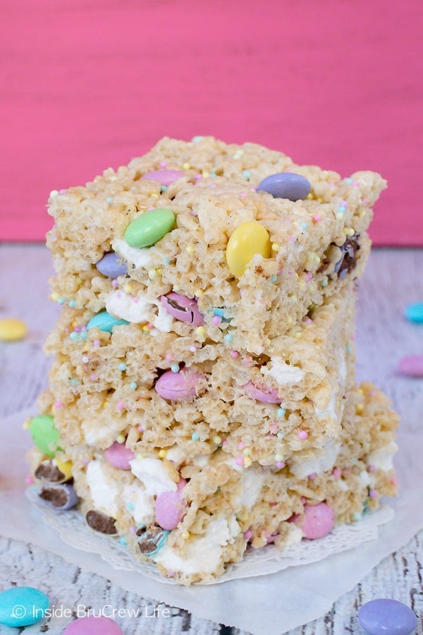 Peanut Butter M&M's Rice Krispie Treats — Unwritten Recipes