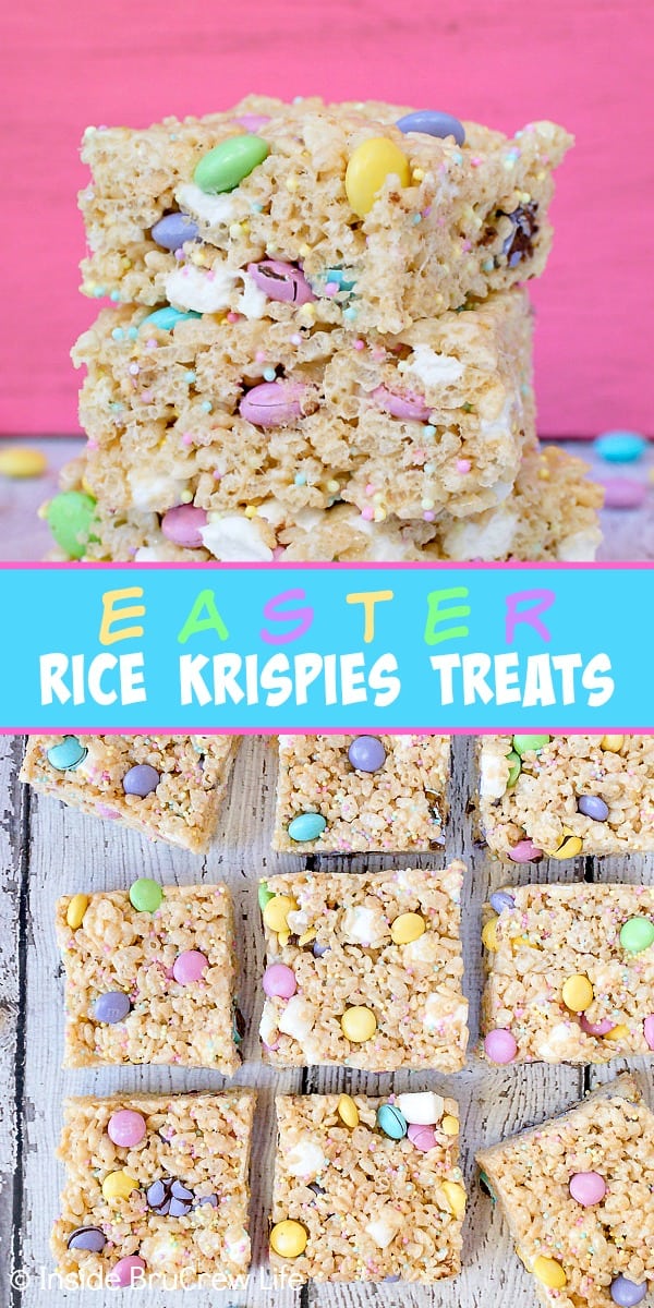 Easter Rice Krispie Treats {with M&Ms} - Inside BruCrew Life