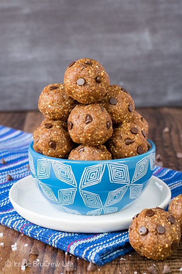 Healthy Peanut Butter Chocolate Chip Bites - Inside BruCrew Life