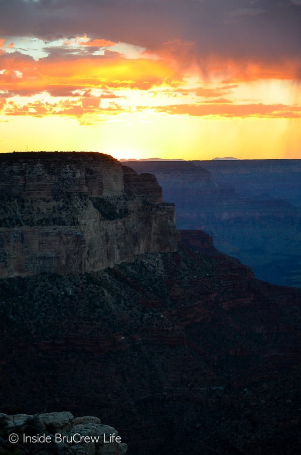 Visiting Grand Canyon National Park - make sure to see a sunset over the canyon when you visit. The way the colors change from minute to minute is amazing!