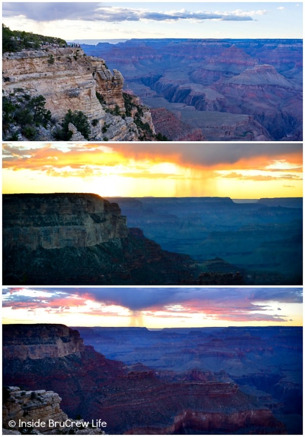 Visiting Grand Canyon National Park - make sure to see a sunset over the canyon when you visit. The way the colors change from minute to minute is amazing!