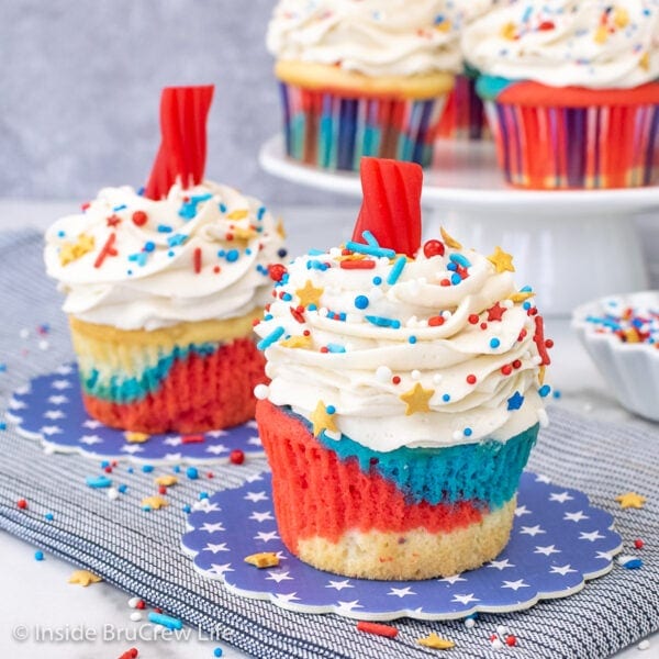 Faux MINI CUPCAKES Fake Food 4TH OF JULY FIREWORKS blue 