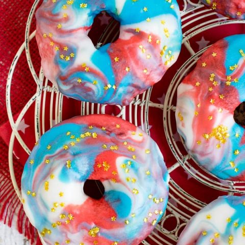 Patriotic Glazed Funfetti Donuts