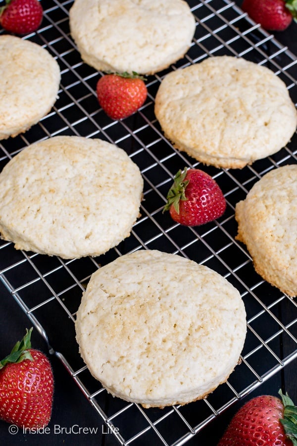 Homemade Strawberry Shortcake - these sweet homemade biscuits are great when you layer them with fresh berries and cream. Make this classic dessert for any party or event. #strawberry #shortcake #homemade #biscuits #summerdessert #recipe 