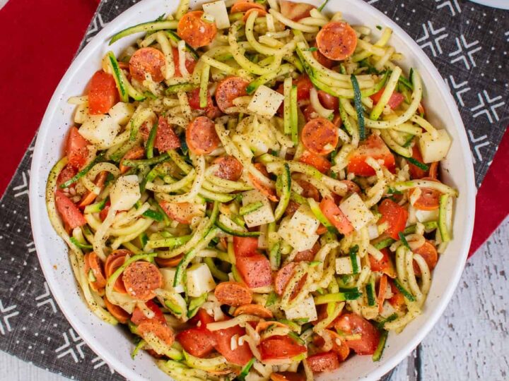Pizza Zucchini Noodle Salad | Inside BruCrew Life