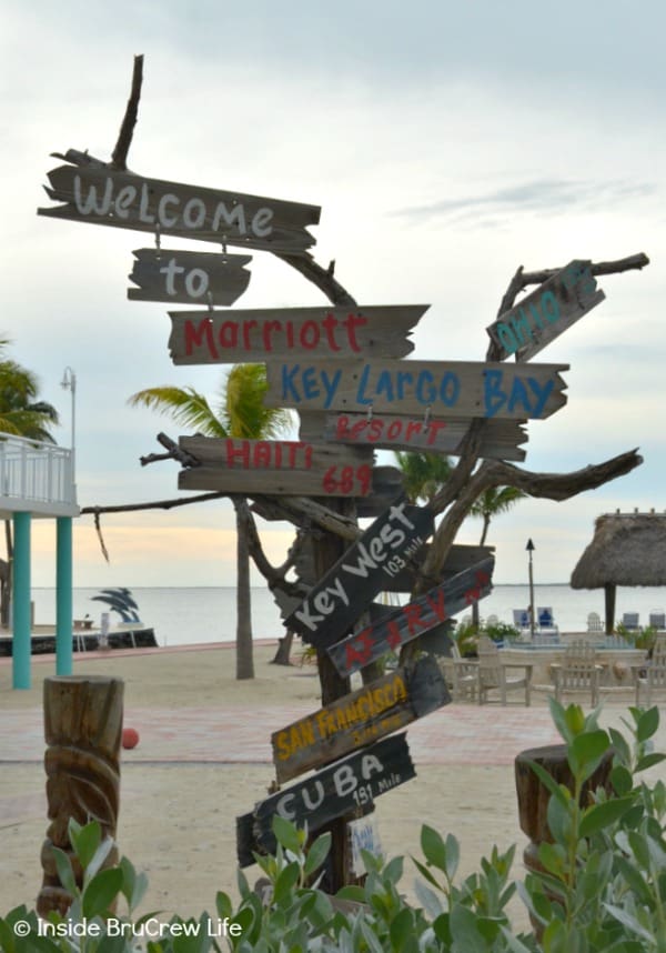 Mile Marker sign at the Marriott Beach Resort in Key Largo.