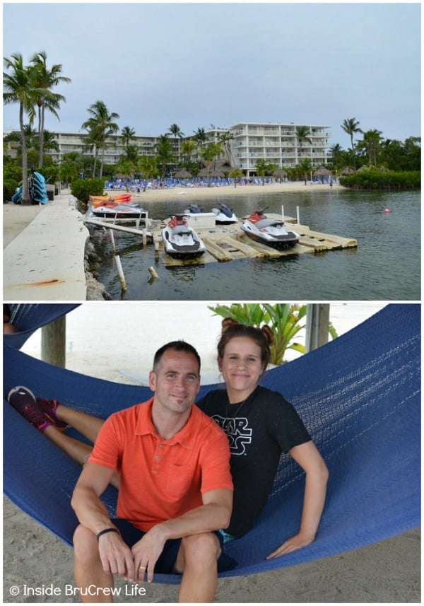 Two pictures of the Marriott Beach Resort in Key Largo collaged together.