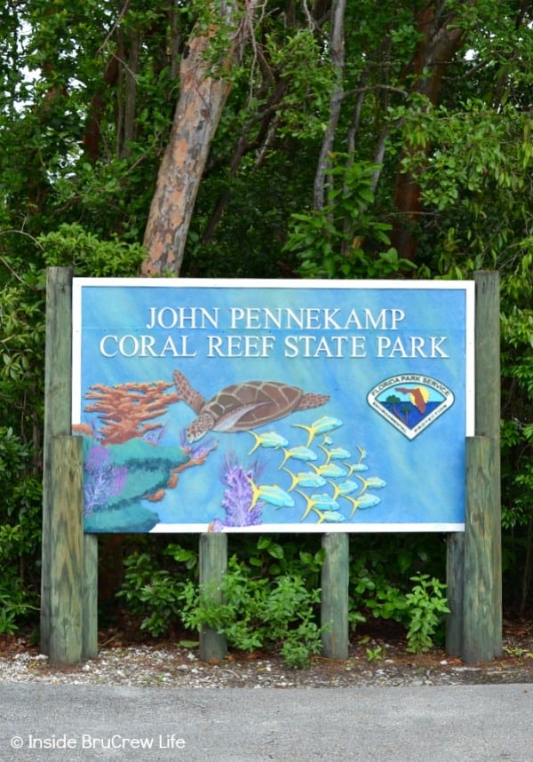 Sign at John Pennekamp Coral Reef State Park. 