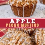 Pinterest title image for apple pecan muffins.