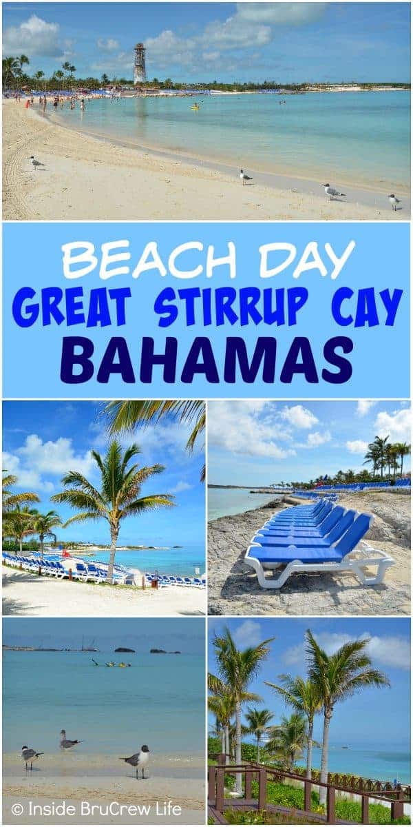 Beach Day on Great Stirrup Cay, Bahamas - prepare to enjoy a white sand beach, crystal blue waters, and island fun when you spend a day on this private Norwegian cruise line island. #cruise #bahamas #greatstirrupcay #snorkeling #beachday #islandadventure #caribbean