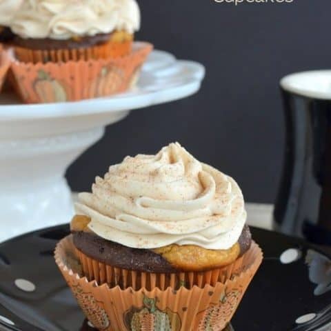 Chocolate Pumpkin Cheesecake Cupcakes