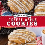 Pinterest image for toffee apple cookies.