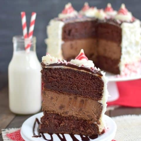 Candy Cane Chocolate Cheesecake Cake