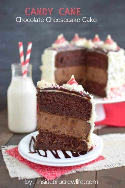 Candy Cane Chocolate Cheesecake Cake