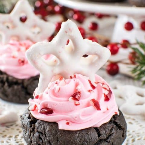 Chocolate Peppermint Fluff Cookie Cups