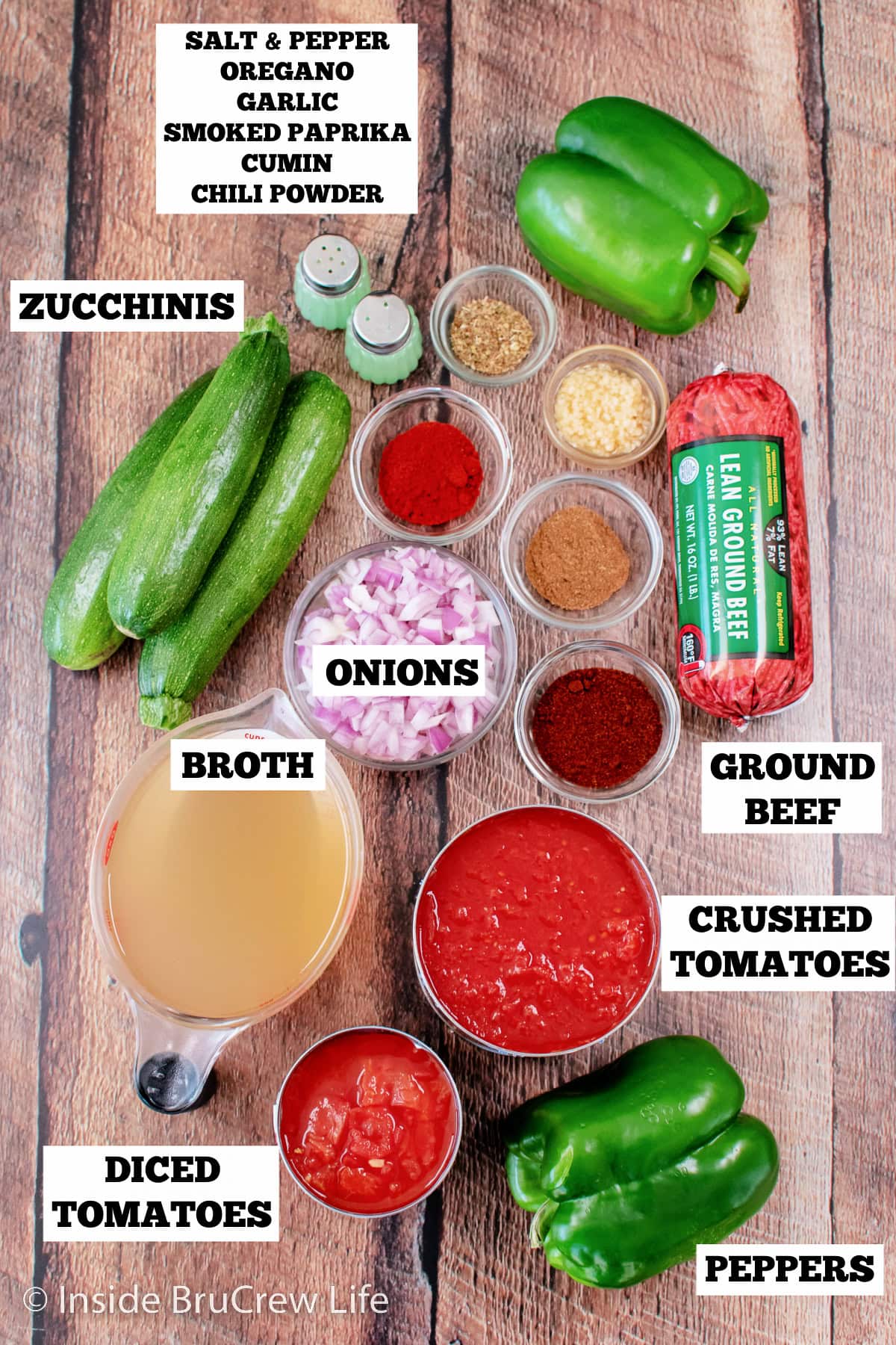 Ingredients needed to make chili without beans.