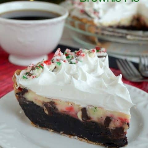 Peppermint Bark Cheesecake Brownie Pie