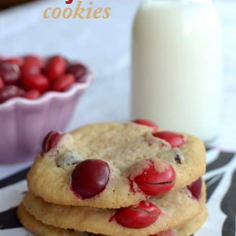 White Chocolate Cherry M&M Cookies