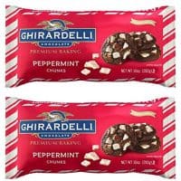 Ghirardelli Peppermint Baking Chips. Delicious Holiday Chips for Perfect Winter Mint Cookies and Bark. Convenient Shopping for Ghiradelli Christmas Treats- TWO 10oz Bags