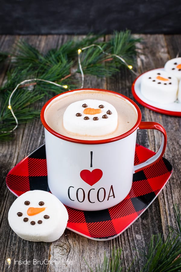 Kids Hot Chocolate Snowman Personalized Christmas Coffee Mug, Cute