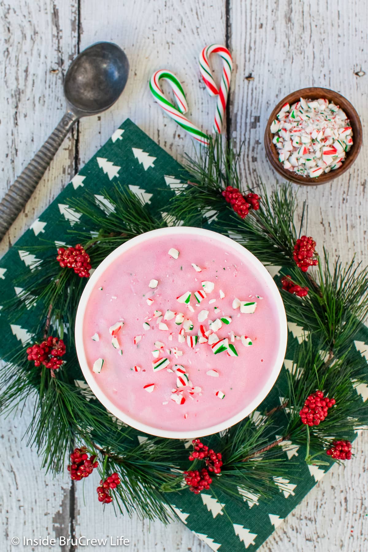 A carton of homemade peppermint ice cream.