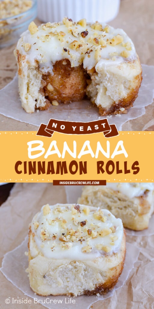 Easy Banana Cinnamon Rolls Recipe {No Yeast} - Inside BruCrew Life