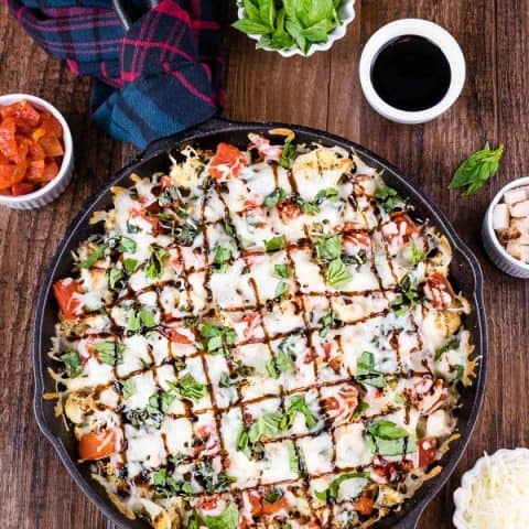 Chicken Caprese Cauliflower Nachos