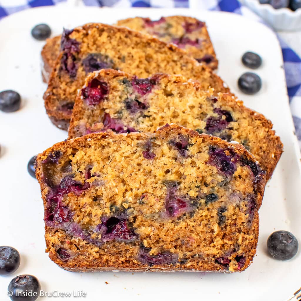 Blueberry Inide Healthy Blueberry Banana Bread Recipe - Inside BruCrew Life